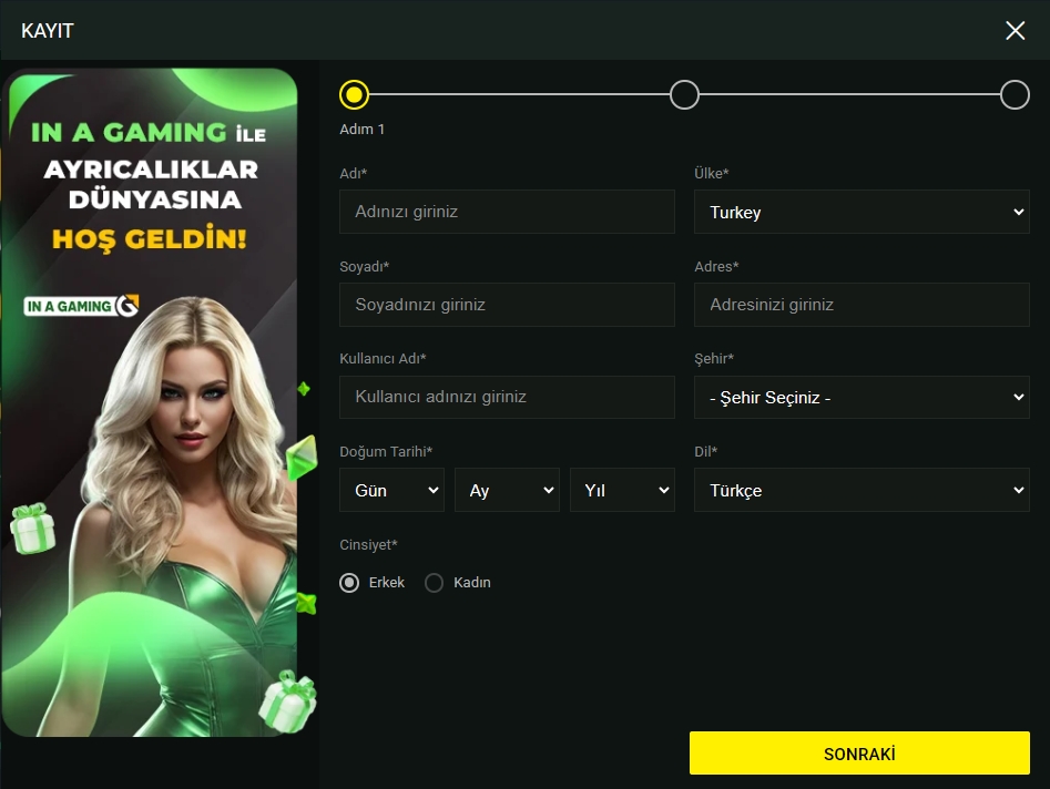 inagaming üyelik