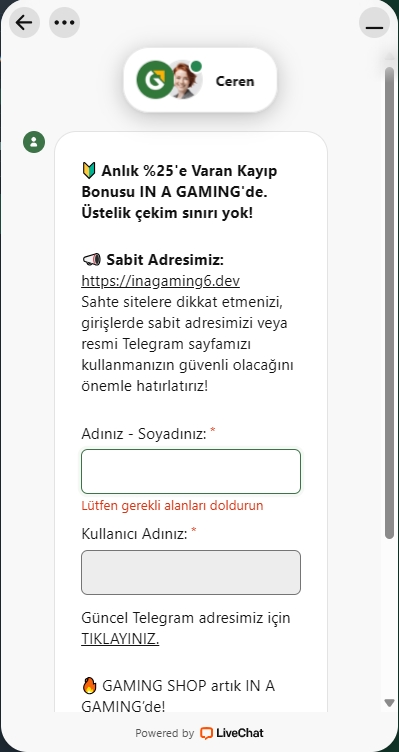 inagaming canlı destek erkanı