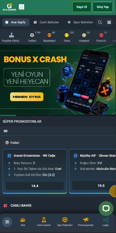 inagaming mobil görünümü